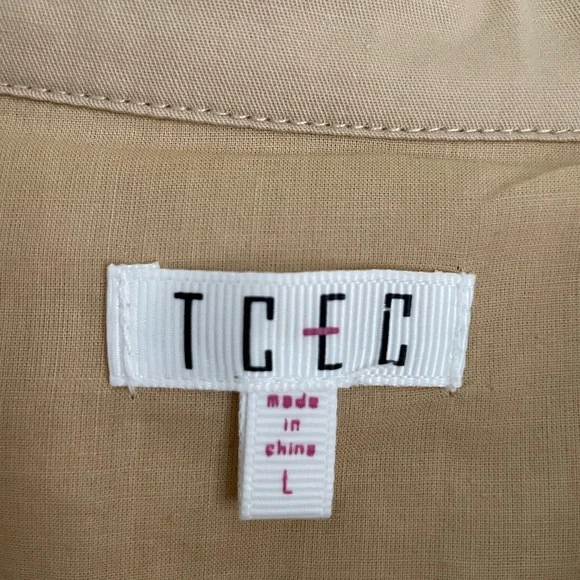 TCEC Beige Casual Beach Resort Wear Spring Transition Dress Size L - Picture 2 of 6